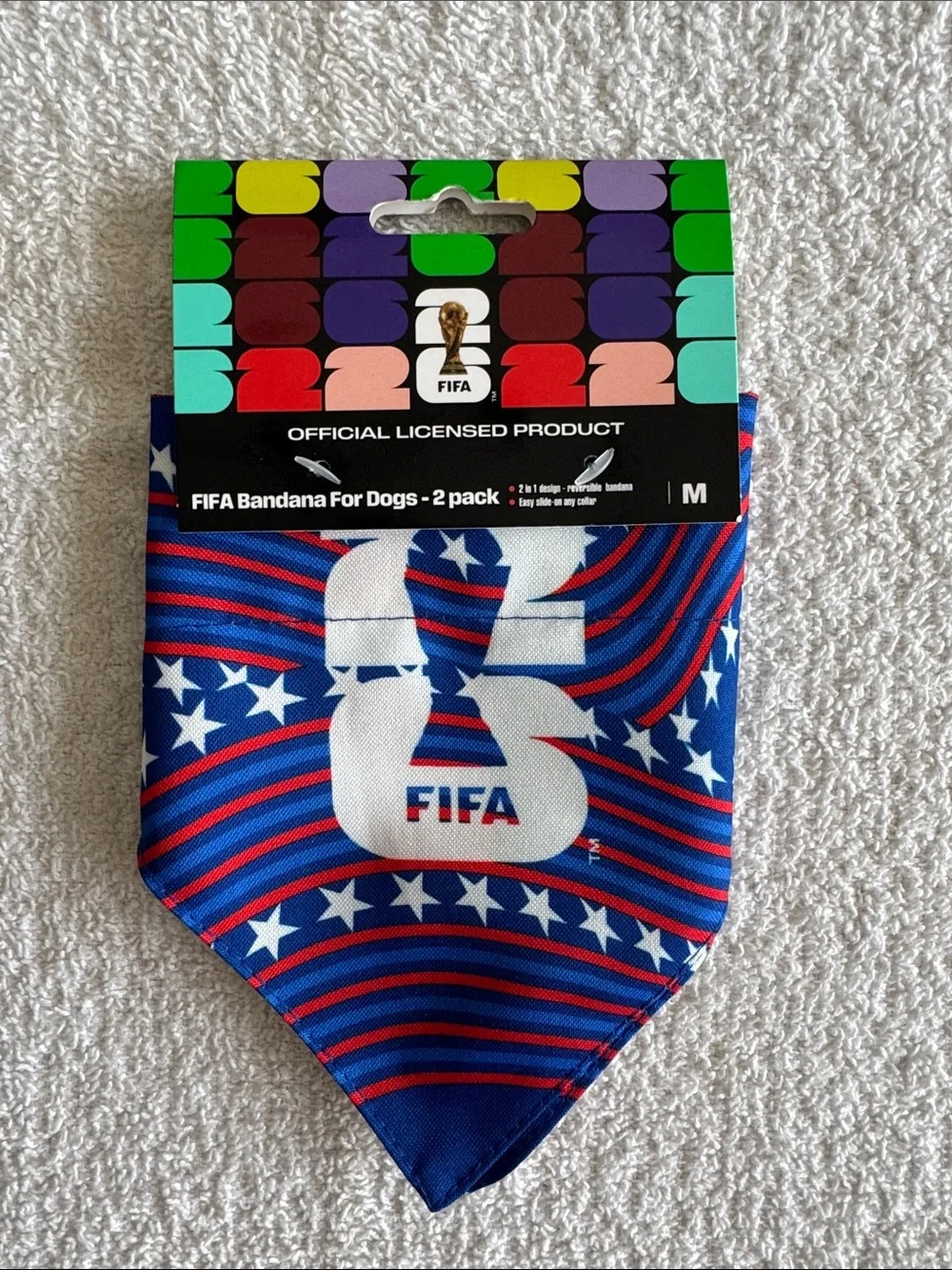 FIFA World Cup 2026 Dog Reversible Slide on Collar Bandana 2 Pack